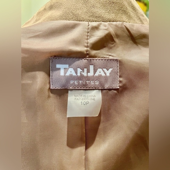 Tanjay Petites Tan Sueded  Ruffled Zip Front Jacket w/pockets, fully lined 💛 - Picture 12 of 12